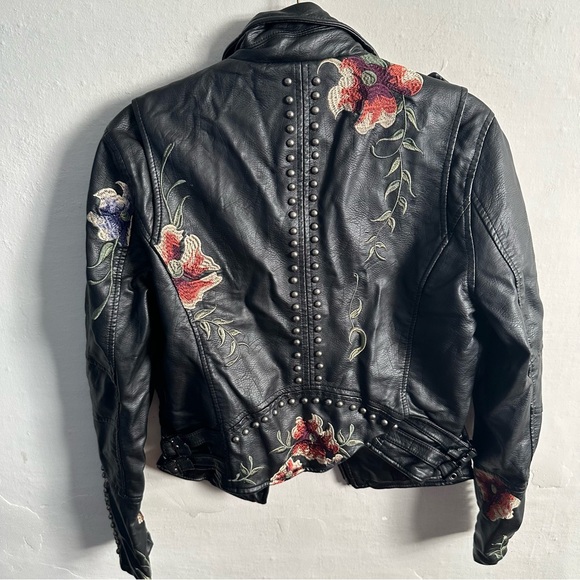 Blank NYC Black Embroidered Vegan Leather Moto Jacket - Picture 11 of 11